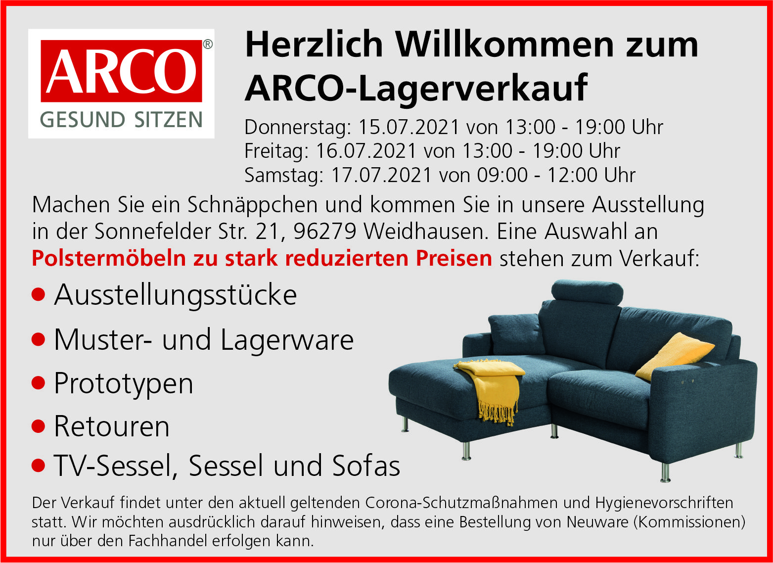 ARCO-Lagerverkauf im Juli 2021